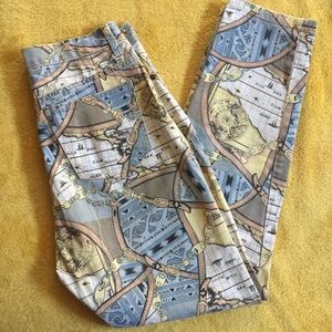 Vintage map print explorer high-waisted denim jean
